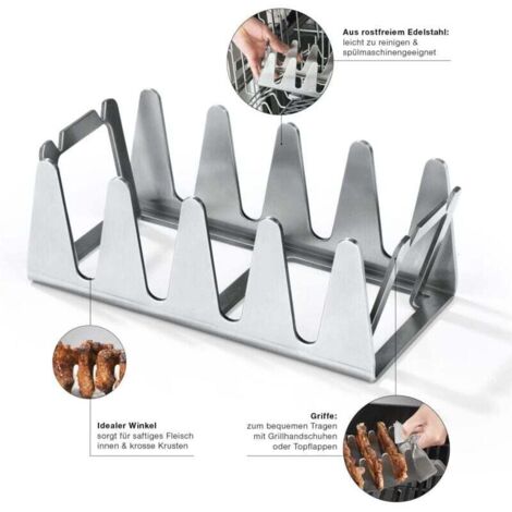 19.59.57cm Accessoires de Grille Support de Cuisson Vertical pour côtes, côtelettes, T-Bones, Fiorentine, Ribs et légumes. Convient à Tous Les Types de Barbecue et Four.