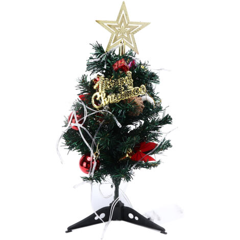 19,6 Zoll (ca. 50 cm) großer Mini-Tischweihnachtsbaum mit mehrfarbiger Lichterkette und Hängeschmuck zum Selbermachen