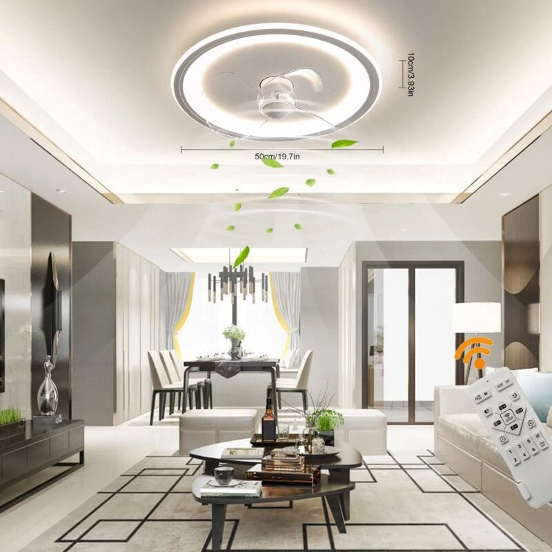 Gojoy - 19,7 pouces Ventilateur de plafond avec lumière led encastré Ventilateur de plafond app Contrôle + télécommande