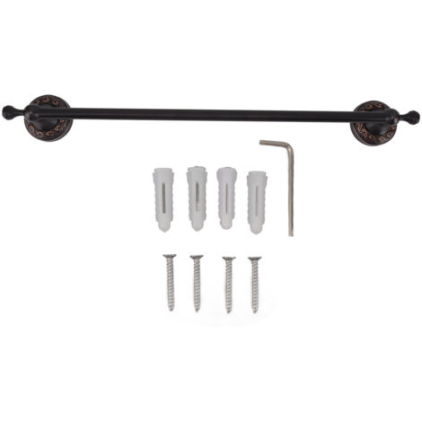 19,7 Zoll lange Handtuchstange aus robustem Kupfer, eleganter Retro-Stil, Handtuchhalter mit Schraube und Inbusschlüssel, schwarz für Küche und Bad.
