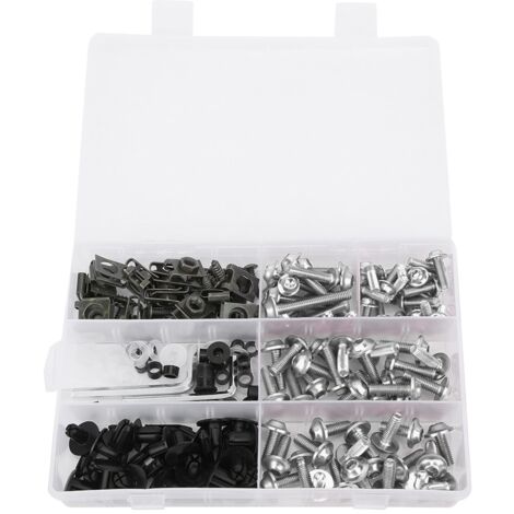 198 pièces/ensemble vis de carénage de pare-brise M5 M6 Kit de boulons accessoire de moto argent