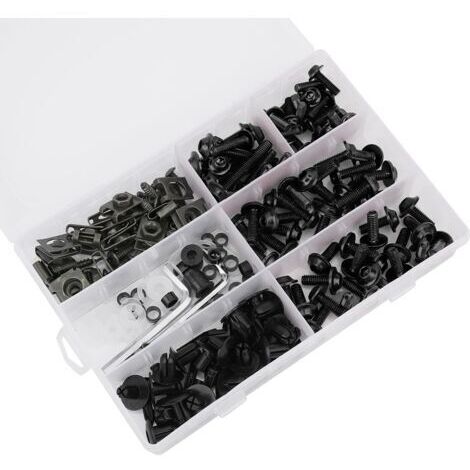 198 pièces/ensemble vis de carénage de pare-brise M5 M6 Kit de boulons moto accessoire noir