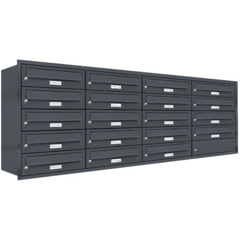 19er Briefkasten Anlage Unterputz Montage RAL 7016 Anthrazit