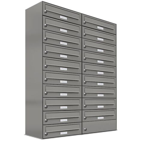 19er Premium Briefkasten Aluminiumgrau RAL Farbe 9007 für Außen Wand Postkasten 2x10