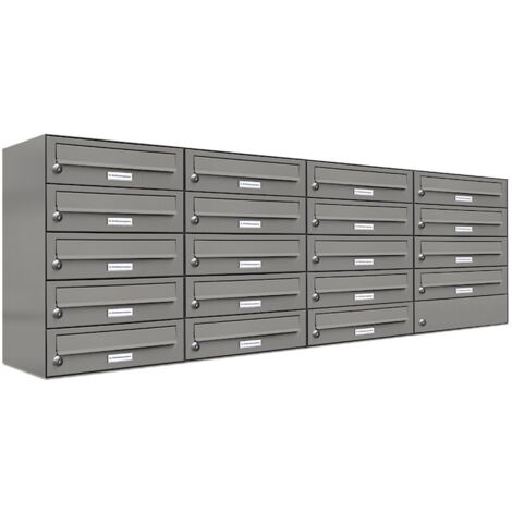 19er Premium Briefkasten Aluminiumgrau RAL Farbe 9007 für Außen Wand Postkasten 4x5
