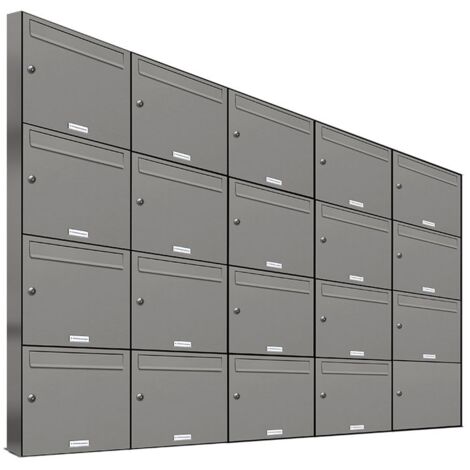 19er Premium Briefkasten Aluminiumgrau RAL Farbe 9007 für Außen Wand Postkasten 5x4