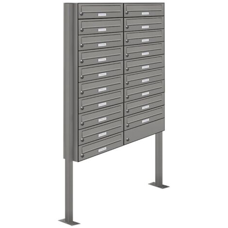19er Premium Standbriefkasten RAL 9007 freistehend Postkasten Ständer 2x10