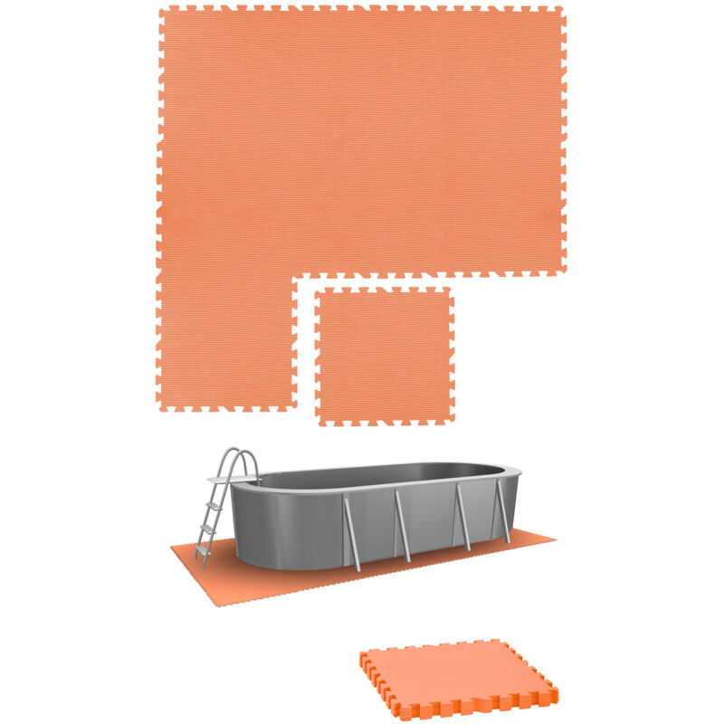 Eyepower - 1,9M² Base Suelo Piscina - 8 Alfombras Grandes - 50X50 Tapiz De Suelo Piscina - Orange