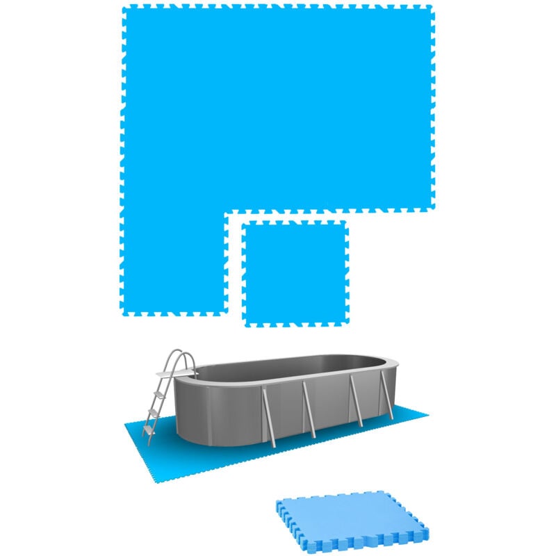 1,9m² Tapis de Sol Piscine - 4 Grandes Dalles - 50x50 Dalle Mousse Exterieur