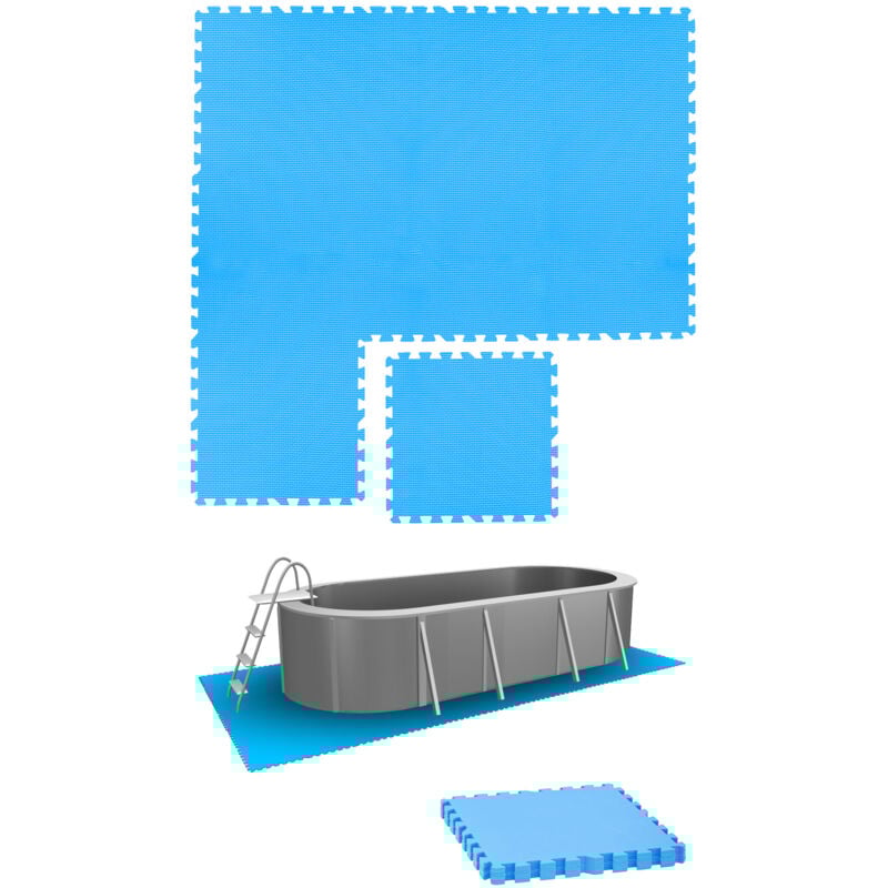 1,9m² Tapis de Sol Piscine - 4 Grandes Dalles - 50x50 Dalle Mousse Exterieur
