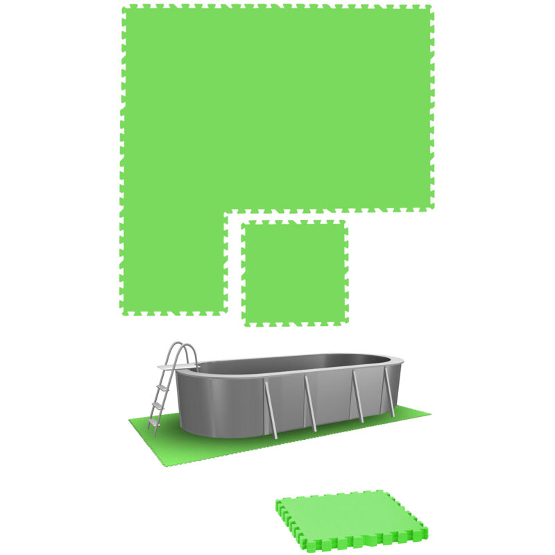 1,9m² Tapis de Sol Piscine - 4 Grandes Dalles - 50x50 Dalle Mousse Exterieur
