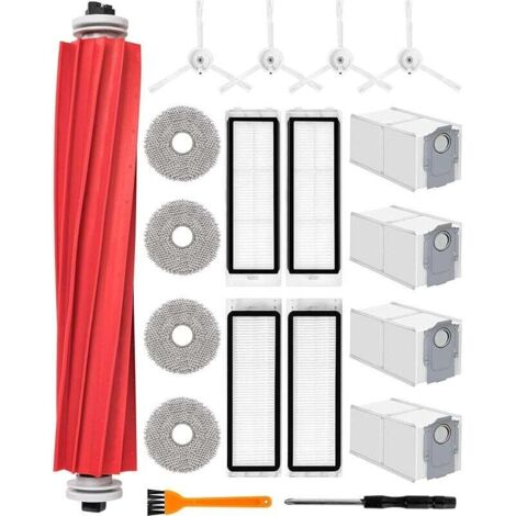 19pcs Accessoires Pièces de Rechange pour Roborock Q Revo Aspirateur Accessoire Kit avec 1 Brosse Principale, 4 Lingettes, 4 Sacs