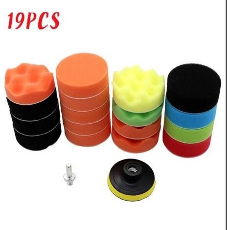 19pcs -Kit de tampons d'éponge de polissage pour voiture,22-19-7 pièces,tampons de polissage,pour polisseuse,outils et accessoir