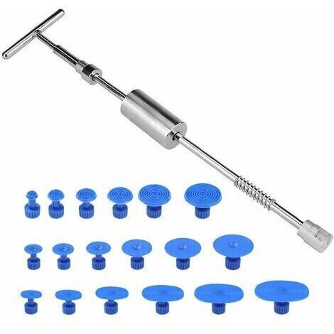 - 19pcs Kit Debosselage Marteau Coulissant, Debosselage Caravane, Paintless Débosselage Réparation de Bosses de Voiture sans Peinture Outil de T Type Extracteur de Denture