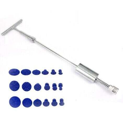 19pcs Kit Debosselage Marteau Coulissant, Debosselage Caravane, Paintless Débosselage Réparation de Bosses de Voiture sans Peinture Outil de T Type Extracteur de Denture,Glissière Marteau Barre