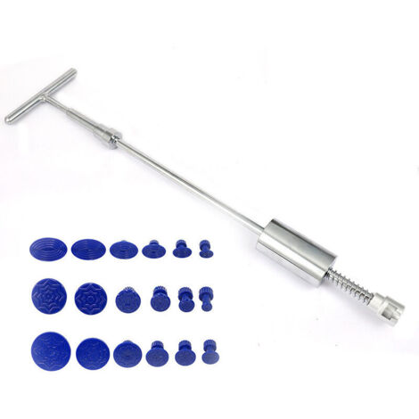19pcs Kit Debosselage Marteau Coulissant, Debosselage Caravane, Paintless Débosselage Réparation de Bosses de Voiture sans Peinture Outil de T Type Extracteur de Denture,Glissière Marteau Barre-Crezuo