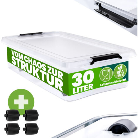 19x Scharnierboxen 24L 60x40x17cm Transparent Deckel Aufbewahrung Spielzeugkiste