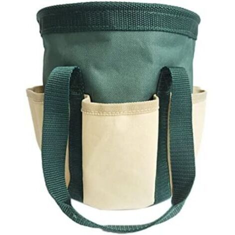 19x21.5CM Porte-Outils de Jardin Sac à Outils de Jardin Robuste Sac fourre-Tout Organisateur d'outils de Jardinage avec 6 Poches pour Femmes Hommes Vert foncé