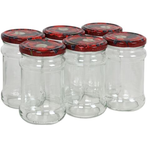 1a-Handelsagentur BURI Einmachgläser 6er-Set 315ml Marmeladengläser Vorratsglas Schraubdeckel Früchte