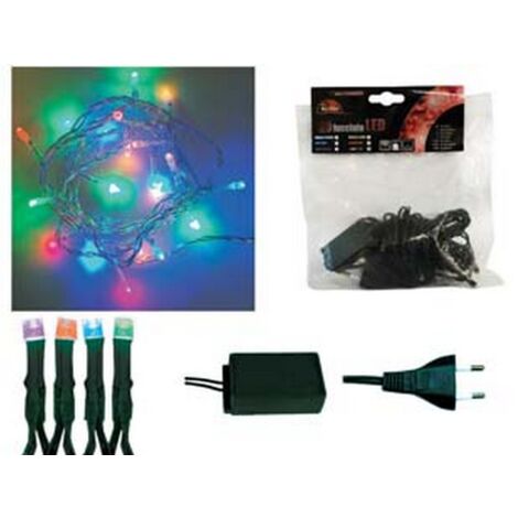 1BLISTER LUCCIOLE A LED MULTICOLOR LUCE FISSA PER INTERNO  - 50 led - mt.1,9 + 7,4