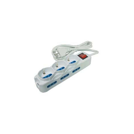 1BLISTER MULTIPRESA DA TAVOLO COMPATTA 3 SCHUKO + 6 BIPASSO CON INTERRUTTORE