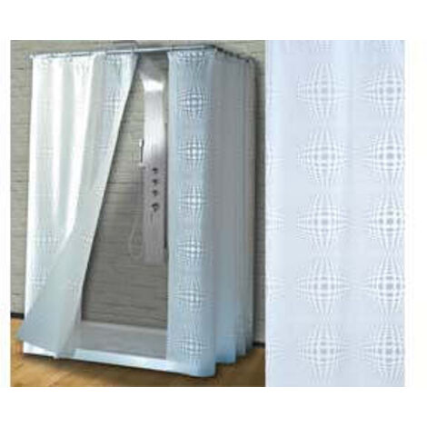 1BLISTER TENDA DOCCIA PEVA "SFERA" FONDO TRASPARENTE DECORI BIANCHI