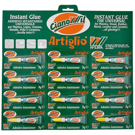 1CF ADESIVO CIANOCRILATO 'ARTIGLIO CIANOWIL' gr.3 - 12 tubetti display appendib