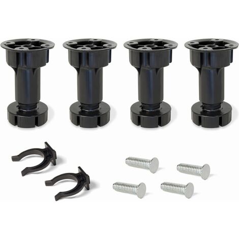 1CF SET PIEDINI PER MOBILI DA CUCINA IN PLASTICA CON GANCIO mm. 100 h 4 pz.
