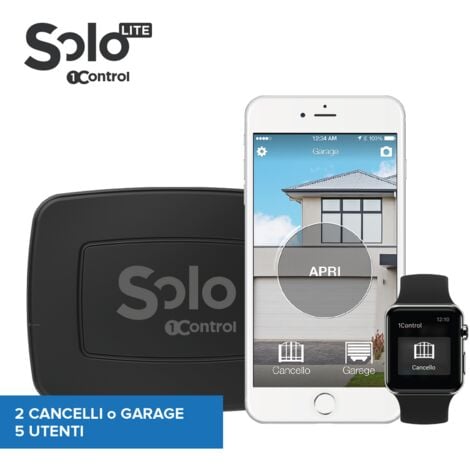 1Control SOLO LITE, Apricancello Bluetooth senza Fili per Telefono/Smartphone per Aprire Cancelli e Porte Garage Controllati da Telecomando, x 4 cancelli e fino a 50 Utenti, Nero, Made in Italy