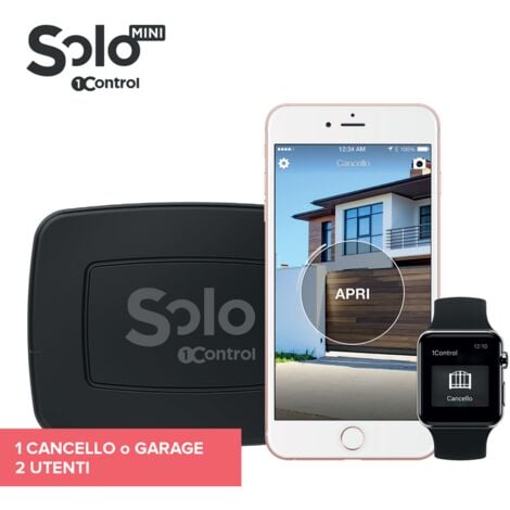 1Control SOLO MINI, Apricancello Bluetooth senza Fili per Telefono/Smartphone per Aprire Cancelli e Porte Garage Controllati da Telecomando, x 1 Cancello e fino a 2 Utenti, Nero, Made in Italy