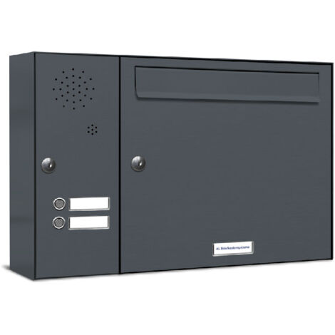 1er Briefkasten Anlage Aufputz - Wandmontage RAL 7016 Anthrazit 2 Klingel