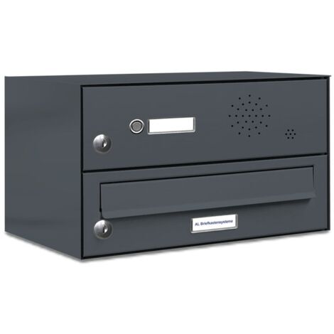1er Briefkasten Anlage Aufputz - Wandmontage RAL 7016 Anthrazit Klingel