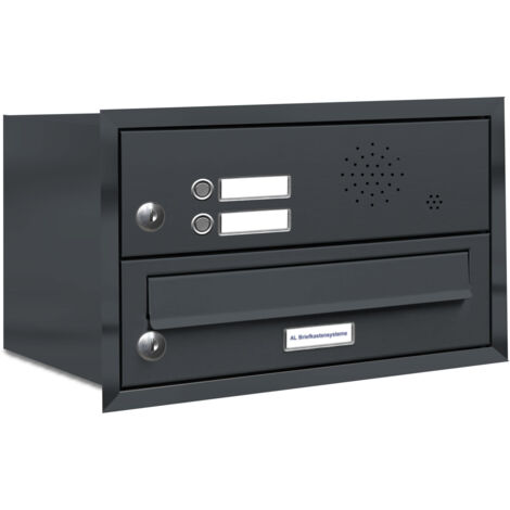 1er Briefkasten Anlage Unterputz Montage RAL 7016 Anthrazit 2 Klingel