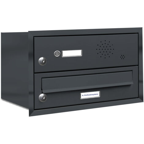1er Briefkasten Anlage Unterputz Montage RAL 7016 Anthrazit Klingel
