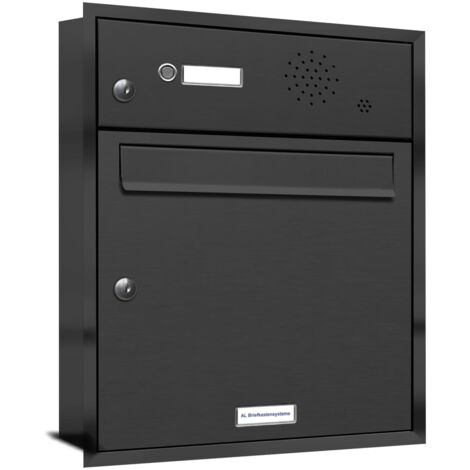 1er Briefkasten Anlage Unterputz Montage RAL 7016 Anthrazit Klingel