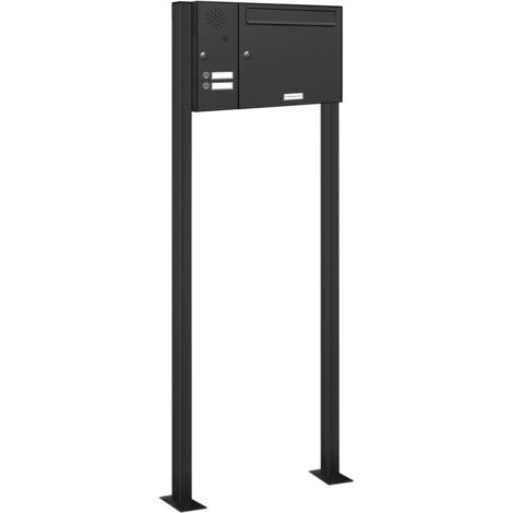 1er Standbriefkasten 2 Klingel und Sprechgitter RAL Farbe 7016 - Anthrazit