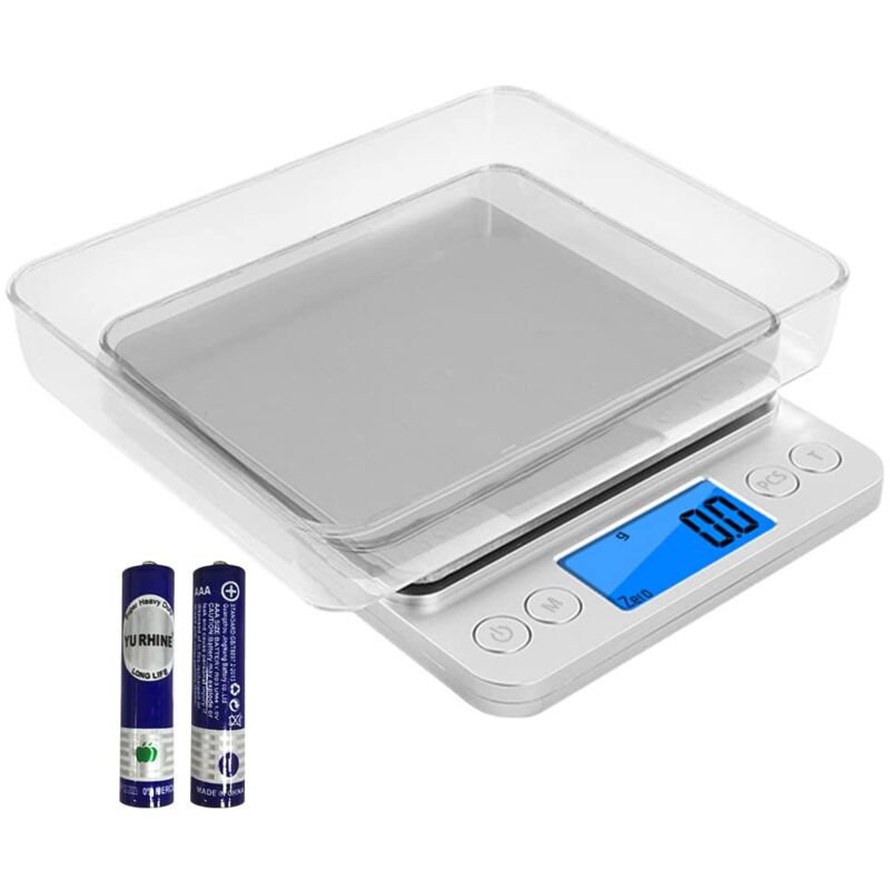 Linghhang - 0.1g Kitchen Scale, Mini Digital Scale, Precision Scale, Portable Electronic Scale, Food Scale, Jewelry Scale, Pocket Scale, 2 Trays,