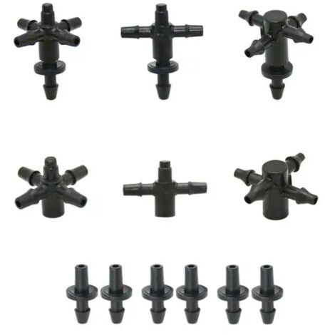 (1I8 Cross) Répartiteur d'eau en croix avec flèche 1/8", connecteur en T 3/5" pour système d'irrigation goutte à goutte à 2 ou 4 voies pour plantes en pot (lot de 20).