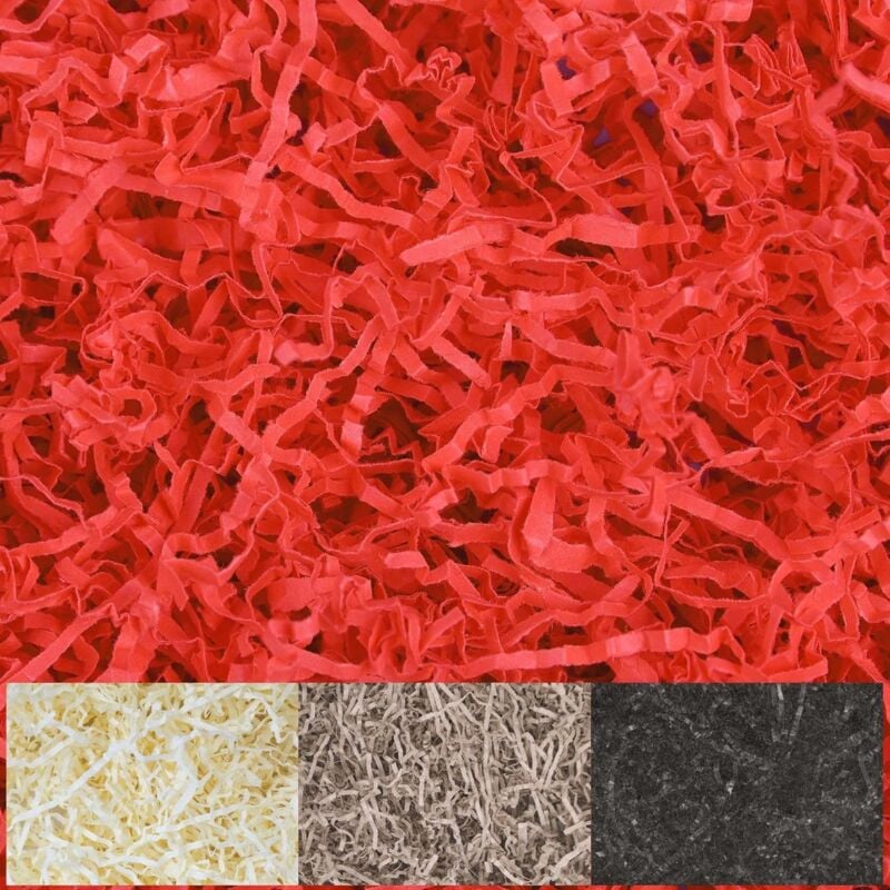 Creative Deco - 1kg Frisure Papier Déchiqueté Kraft Rouge pour Emballage Cadeau