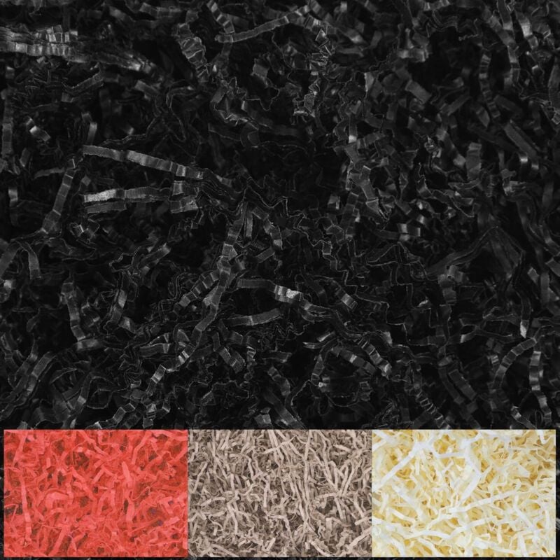 Creative Deco - 1kg Frisure Papier Déchiqueté Kraft Noir pour Emballage Cadeau