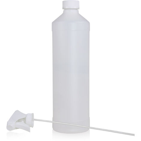 1L PE Kunststoff Rundflasche + Sprühkopf