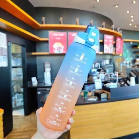 1l Sport Gourde avec Paille, 1 Litre Bouteille d'eau avec Marqueur de Temps Motivation.
