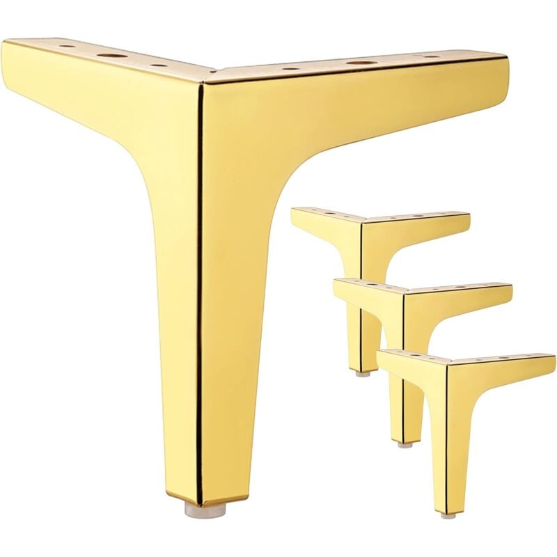 Serbia - 1Lot de 4 pieds(Doré) de meuble en métal argenté de 15 cm, pour armoire, canapé, table basse, meuble tv et autres pieds de meubles