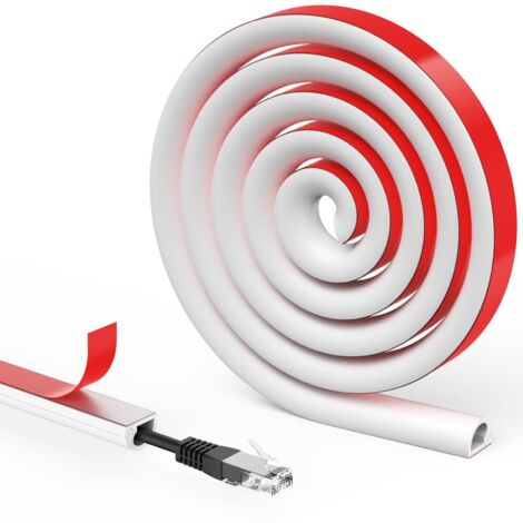 1m Auto-adhésif Cache-câble, Cache Câble Sol, Goulotte Passe Cable Sol, Cachez et Protégez Les Câbles Facilement, Goulotte Décorative pour Bureau Maiso - 14mm(Largeur) x10mm(Hauteur)-Blanc