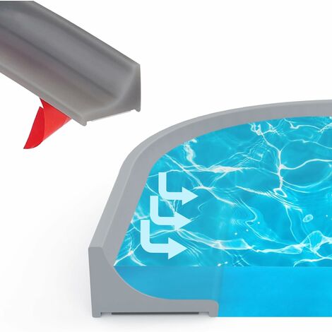 1m Gris BarrièRe de Douche Silicone,Seuil de Douche Anti DéBordement pour Cabine,Joint Porte Douche Salle de Bain et Cuisine,Bande Avec Couche InféRieure,pour La SéParation Humide et SèChe