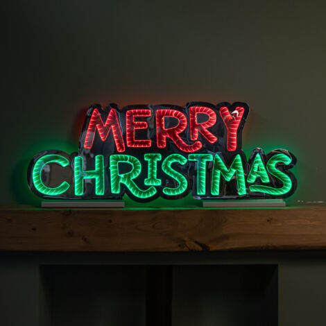 1m Light up Merry Christmas Infinity Light Decoration with Red and Green LEDs