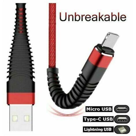 1m long tail needle through braided data cable suitable for Iphone Android Type C mobile phone charging cable 2.4a fast charging cable (fo