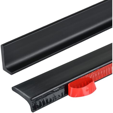 1M Seuil de Douche Silicone Barrage d'eau Bande d'étanchéité Baignoire Barriere De Douche Bande de Retenue d'eau pour Salle de Bain Evier, Noir