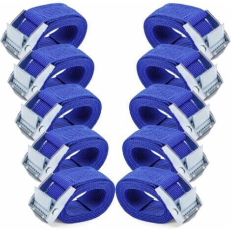 1M Tie-Down Straps - 10 Pieces Ratchet Strap with Cam Buckles, Rustproof Alloy, Adjustable Quick Release Tie-Down Strap for Transporting Bicycles, Motorcycles, and Luggage - Blue