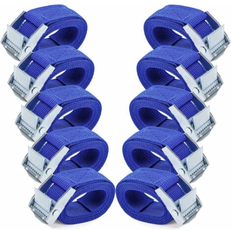1M×2.5cm Tie Down Straps - 10pcs Ratchet Straps with Cam Buckle Adjustable Rustproof Alloy Quick Release Lashing Straps, Blue